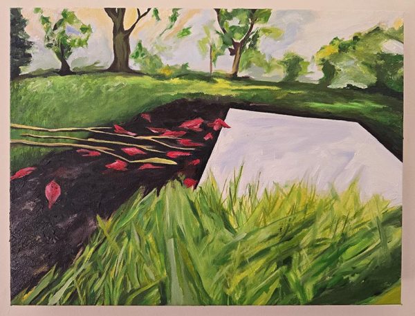 Roses by the Grave 12x16" Oil on canvas