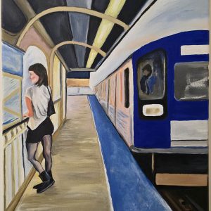 Waiting for the Blueline, Chicago  20x16"  Oil on canvas