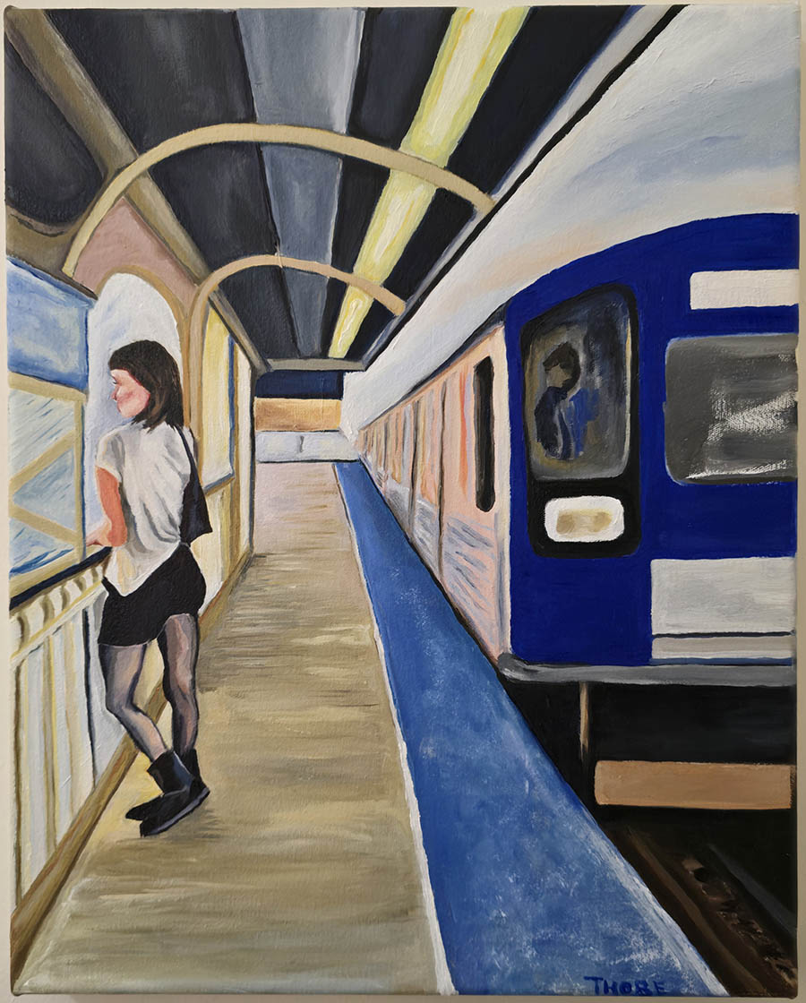 Waiting for the Blueline, Chicago  20x16"  Oil on canvas